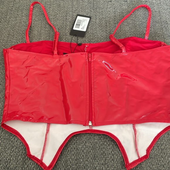 NWT: ASOS Red Pleather Corset - Picture 2 of 4